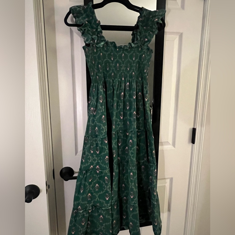 Hill House Ellie Dress-Emerald Trellis